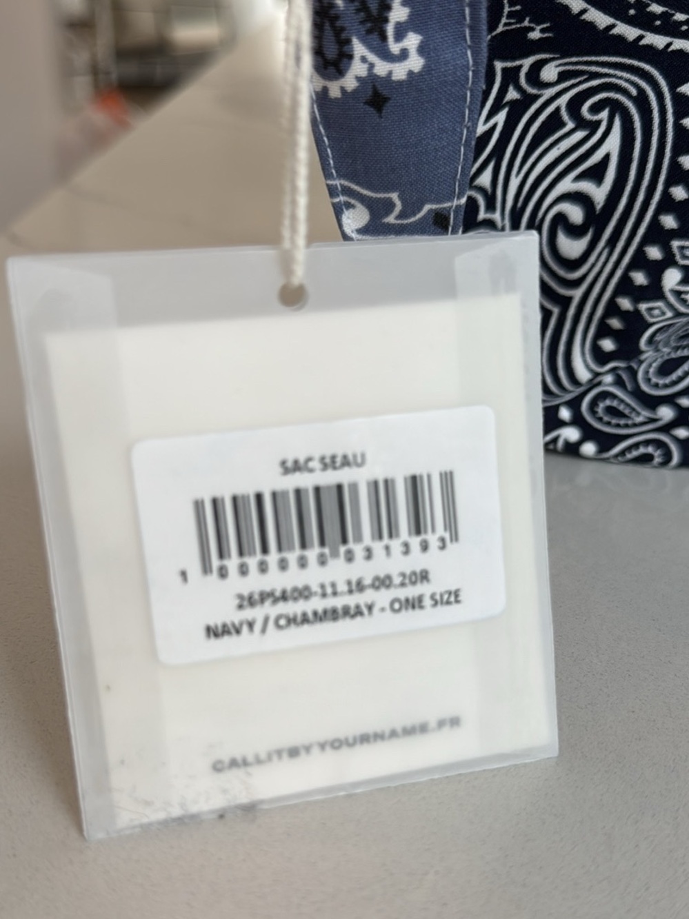Call It By Your Name Seau Bag navy blue chambray bandana French bag purse NWT - Picture 4 of 9